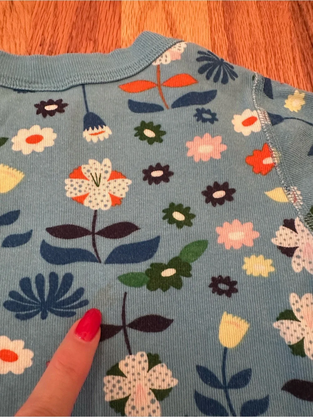 Hanna Andersson Size 110 5 Blue Scandi Floral Short Sleeve Pajama Set Cotton